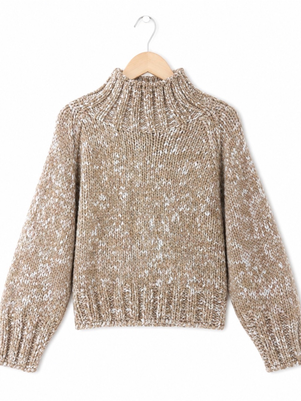 Brochu Walker Beige Marled Turtleneck Knit Sweater